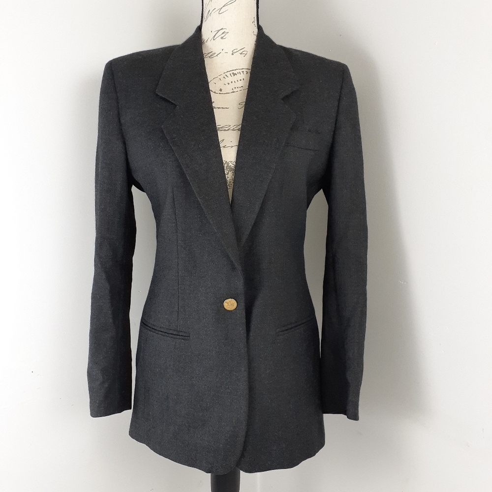 Brooks Brothers Wool Suit Blazer Charcoal Sz 6 EUC